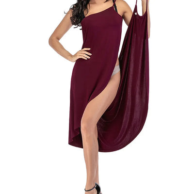 NSANGU Summer Beach Sexy Women Solid Color Wrap Dress Sun Protection