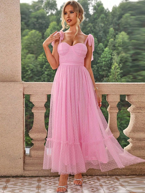 Sexy backless mesh maxi slip summer dress women 2024 elegant long prom