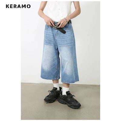 Vintage Streetwear Women Jeans 2024 Summer Loose Male Wide Leg Knee