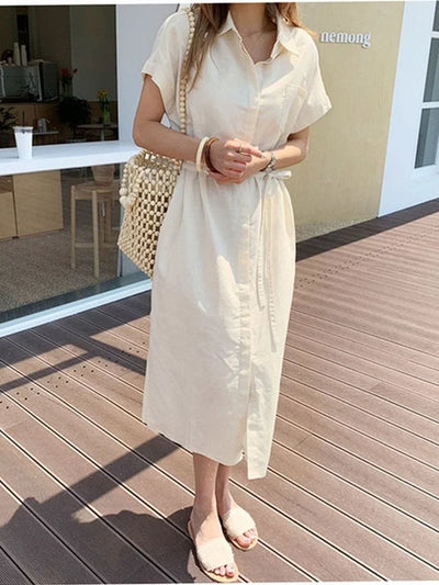 Summer Women Dress Shirt Dress Long Evening Female Vintage Maxi Party