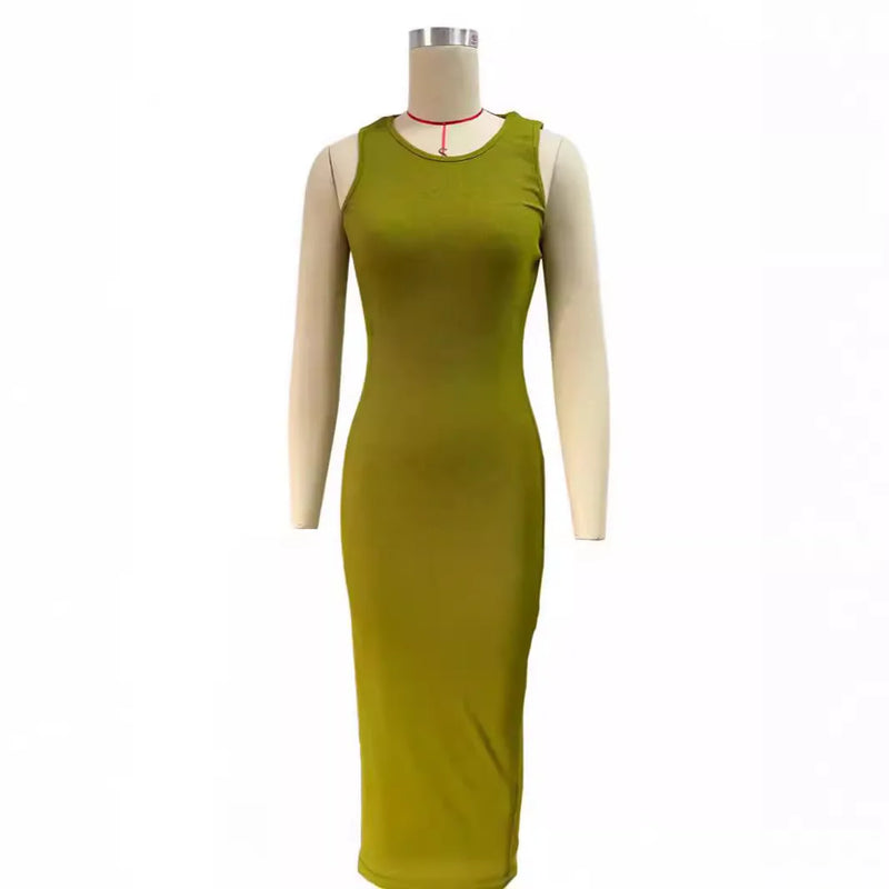 Ribbed Sexy Y2K Clothes Sleeveless Bodycon Maxi Dresses For Women Club