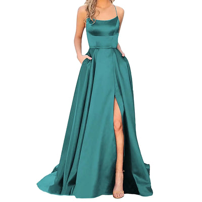 Women Dress Elegant Vintage Ladies Backless Long Dresses Wine Party