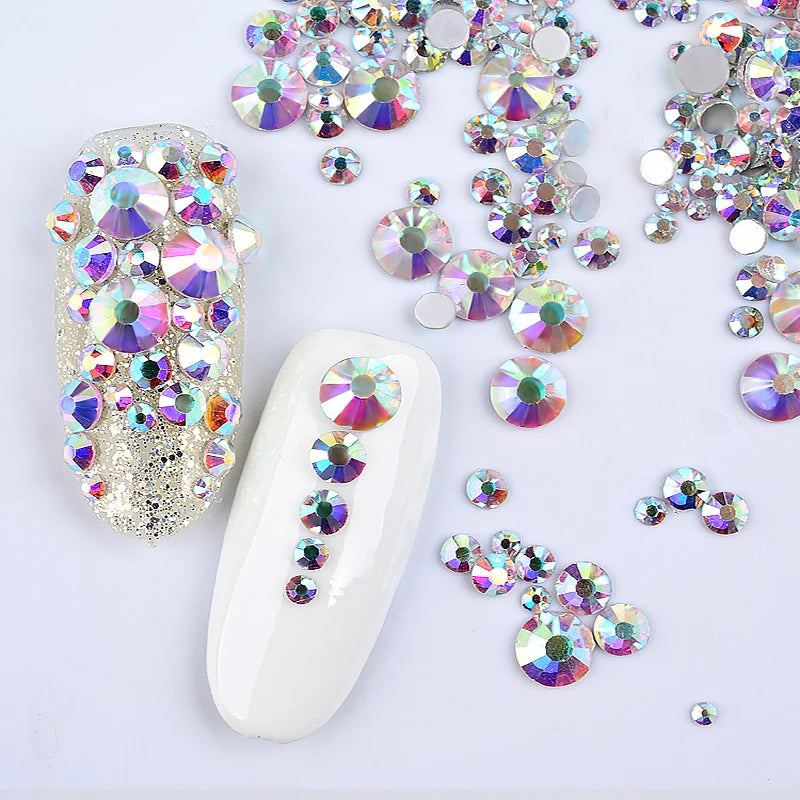 SS3-ss16 1440pcs Clear Crystal AB gold 3D Non HotFix FlatBack Nail Art