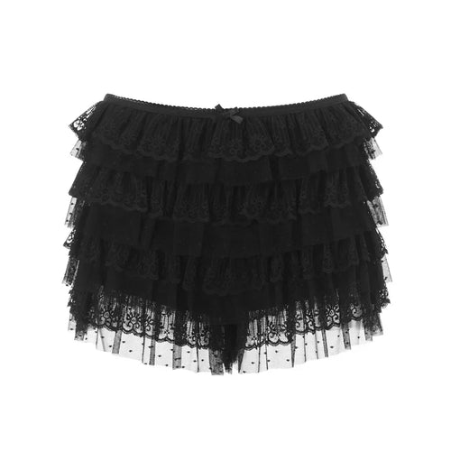 Lace Bloomers y2k Aesthetic Women Black Low Waist Layered Mesh Panties