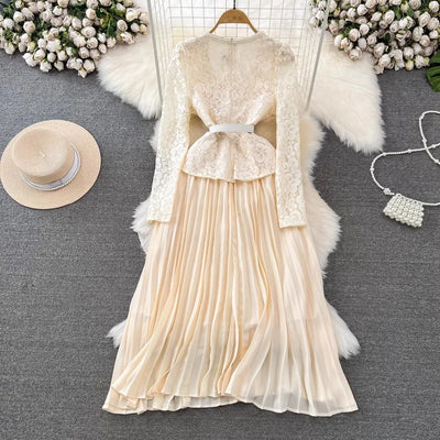 Runway Designer Summer Flower Embroidery Lace Chiffon Prom Dress Women