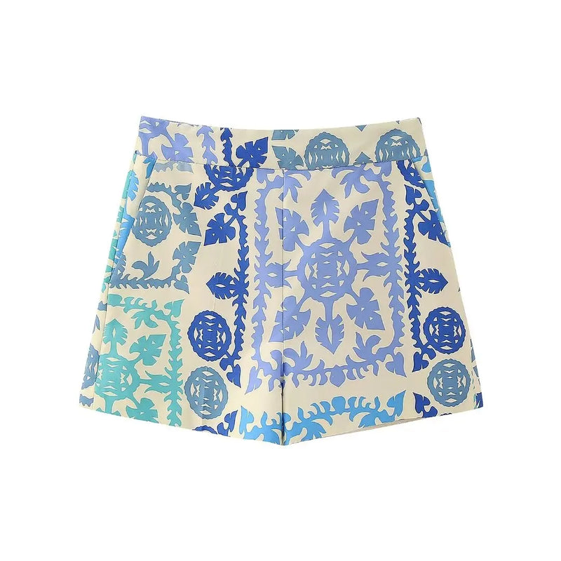 Women Printed Shorts 2023 New Clothing Pockets Modern Lady Casual