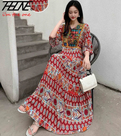 Indian Dress for Women Summer Embroidery Chic Elegant Party Dresses