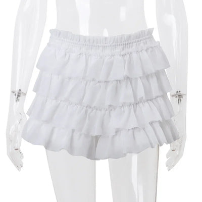 Fashion Y2K Ruffle Tiered Mini Skirts Co-ord Sets Elegant Outfits Tie