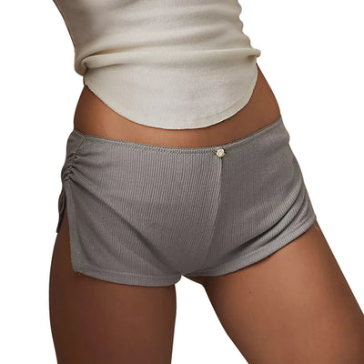 Women Casual Pajama Shorts Soft Comfy Side Split Ruched Elastic Lounge