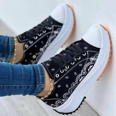 Fashion  Casual Sport Shoes Pattern Canvas Women Sneakers