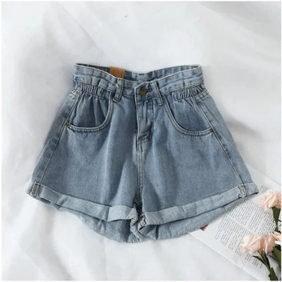 PTKPCC New Summer Korean Retro High-waist Loose  Jeans Shorts Women