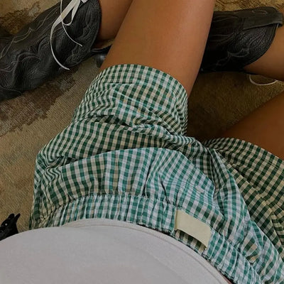 Y2k Aesthetic Plaid Shorts Women's Cute Pajamas Short Pants Lounge