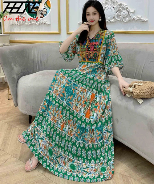 Indian Dress for Women Summer Embroidery Chic Elegant Party Dresses