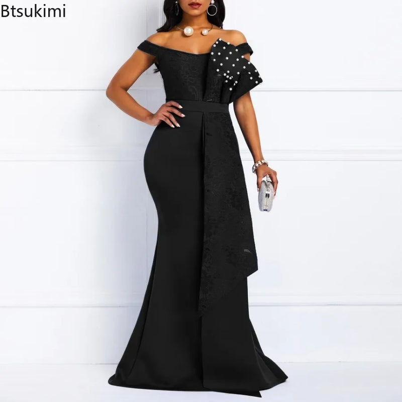 2024 Luxury Dresses Women Designers Beaded Off Shoulder Mermaid Skinny