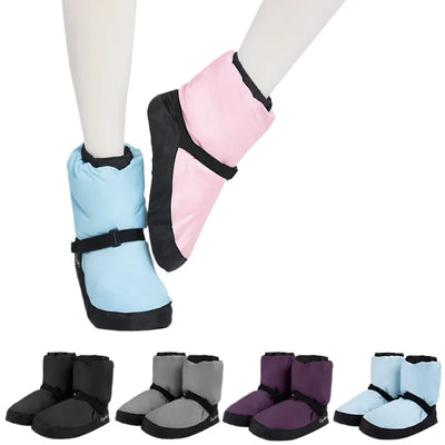 Women Warm UP Bootie Slipper Dance Shoe With  Strap  Warmth PVC