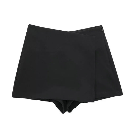 TRAF Woman High waist Shorts Skirts Asymmetric Shorts Skirts Black