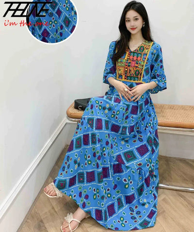 Indian Dress for Women Summer Embroidery Chic Elegant Party Dresses