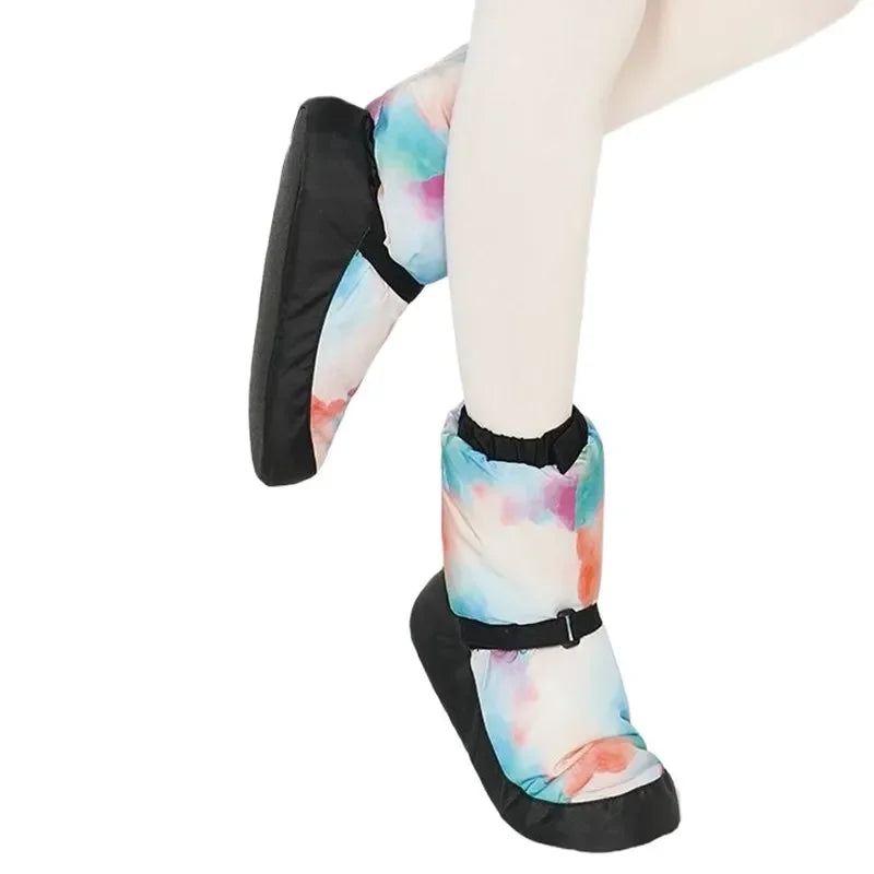 Women Warm UP Bootie Slipper Dance Shoe With  Strap  Warmth PVC