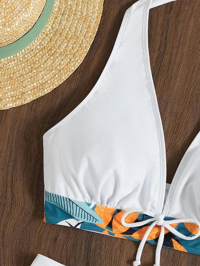 2023 Halter Bikini Set Short Swimsuit Women High Waist Swimwear Female