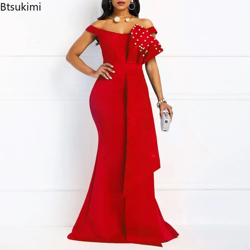 2024 Luxury Dresses Women Designers Beaded Off Shoulder Mermaid Skinny