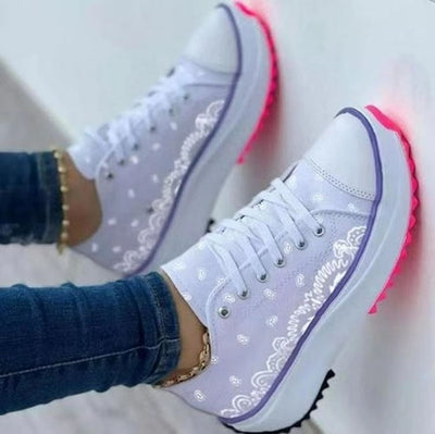 Fashion  Casual Sport Shoes Pattern Canvas Women Sneakers