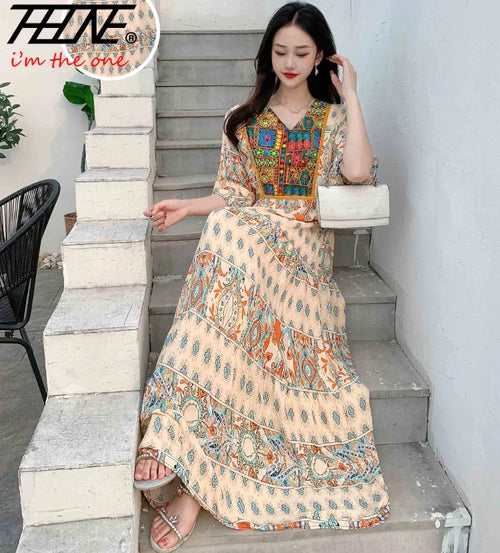 Indian Dress for Women Summer Embroidery Chic Elegant Party Dresses