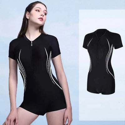 Women One Piece WaterProof Athletic Sun Protection Beach SwimWear