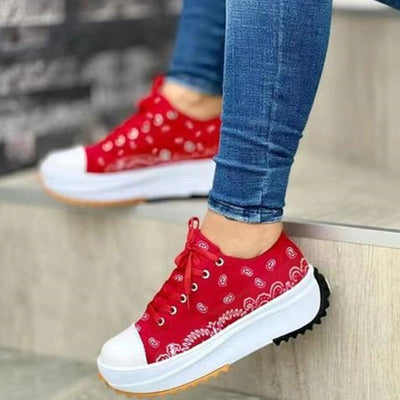 Fashion  Casual Sport Shoes Pattern Canvas Women Sneakers