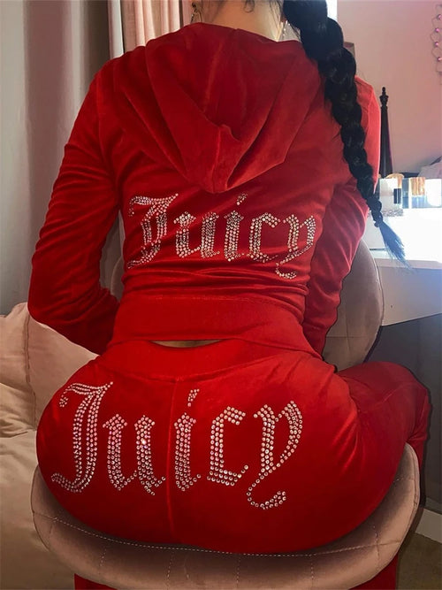 Kontturi Fall Streetwear Pink Tracksuit Diamond 2 Piece Sets Women