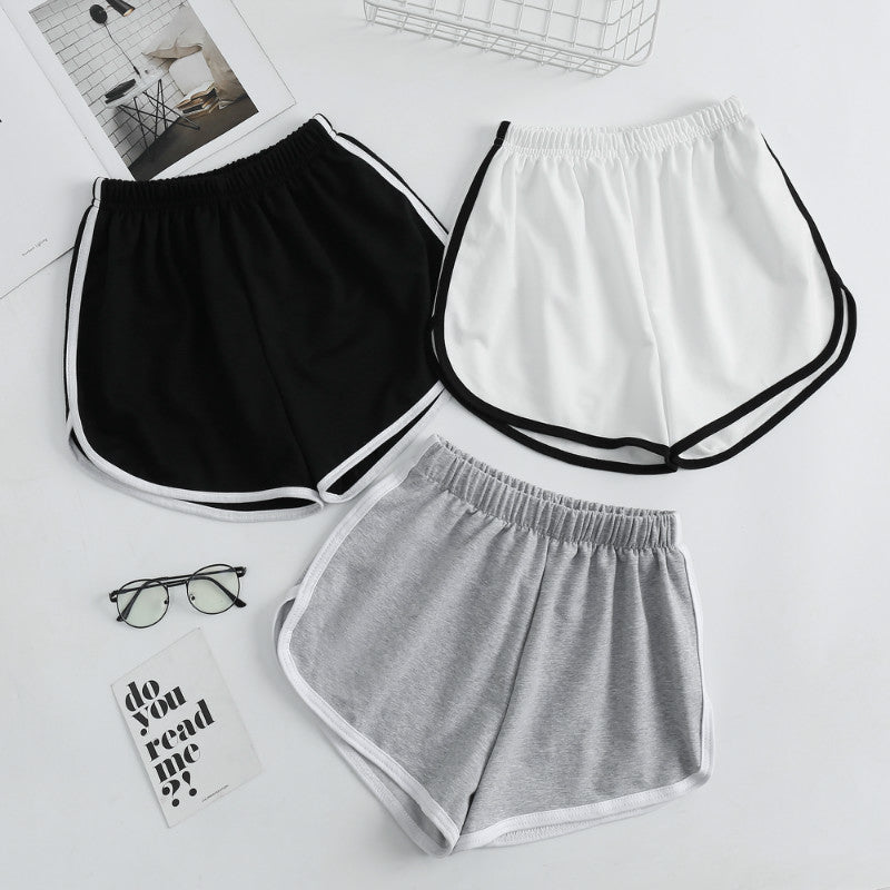 Striped Solid Sports Shorts Women Fashion Simple Loose Shorts Woman