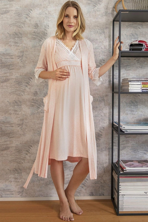 Shopymommy 5508 Chika Maternity & Nursing Nightgown With Morning Gown