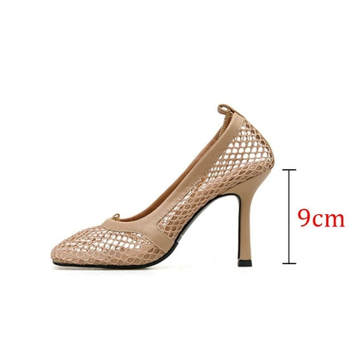 Hot Sales Square Toe Thin High Heels Women Sandals Slip On Chain