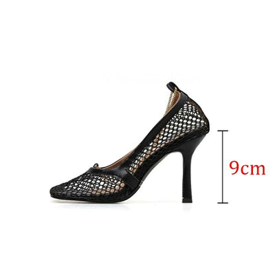 Hot Sales Square Toe Thin High Heels Women Sandals Slip On Chain