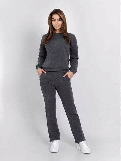 Insulated tracksuit for women sweatshirt and loose pants graphite