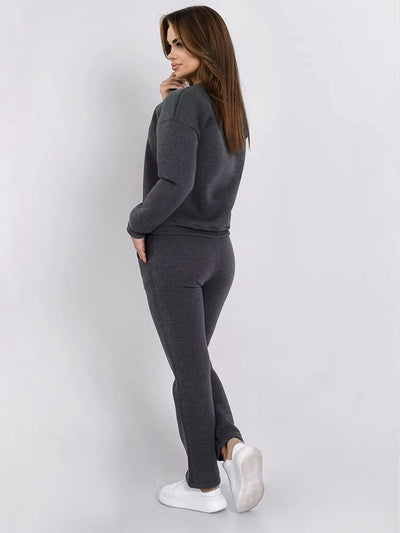 Insulated tracksuit for women sweatshirt and loose pants graphite