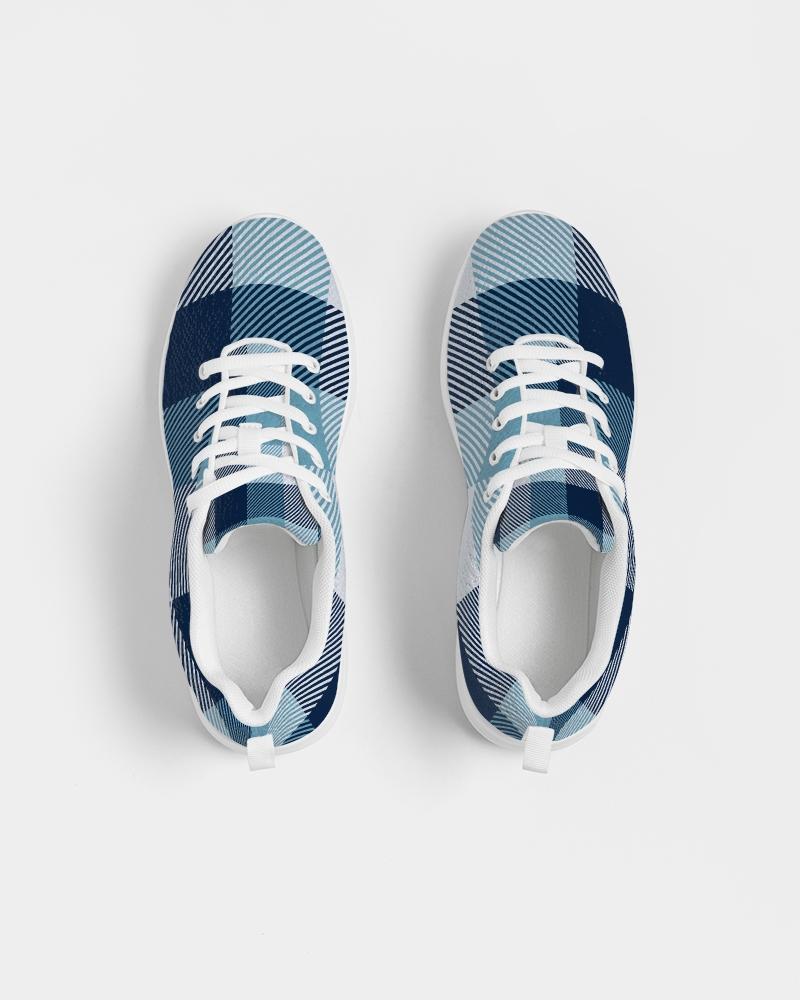 Mens Sneakers, Blue Plaid Low Top Canvas Running Shoes