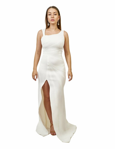 Asymmetric Neckline Evening Dress