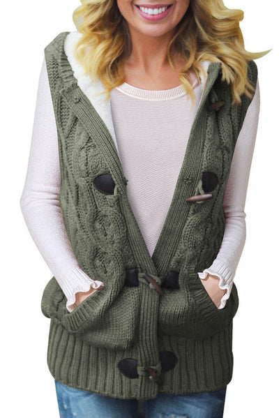 Multicolour Cable Knit Hooded Sweater Vest