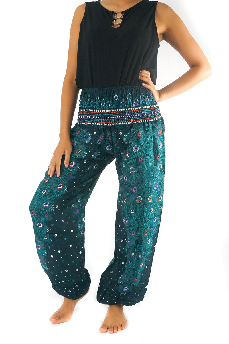 Teal PEACOCK Pants Women Boho Pants Hippie Pants Yoga