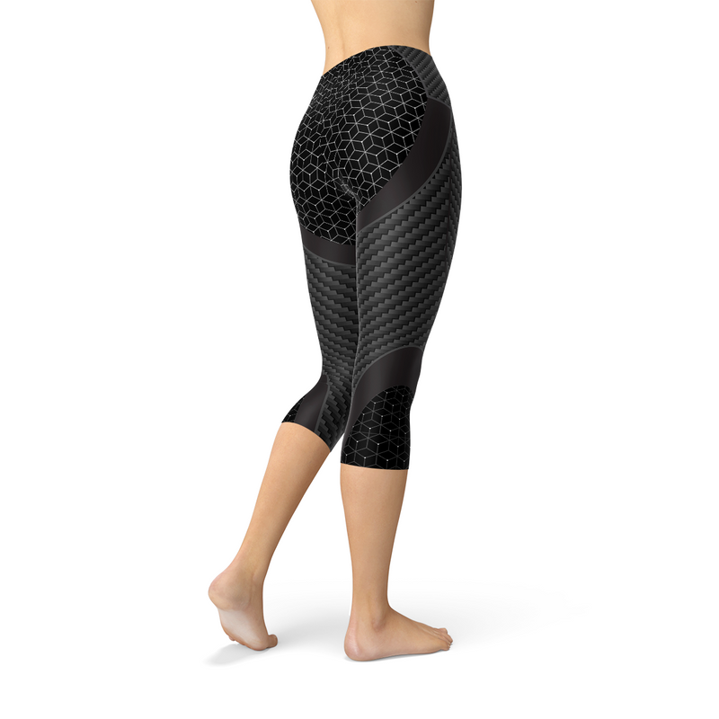 Womens Carbon Fiber Sports Capri Leggings