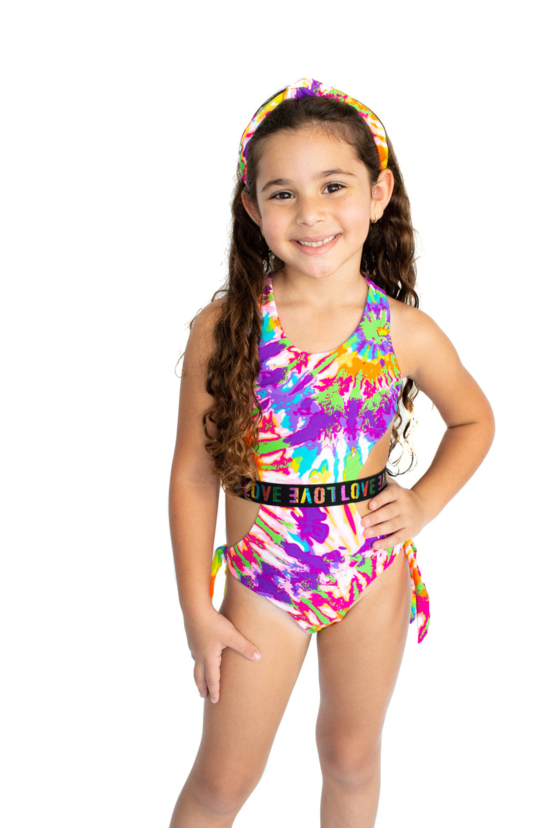 Tie Dye Love Trikini Swimsuit - Kids Swimwear