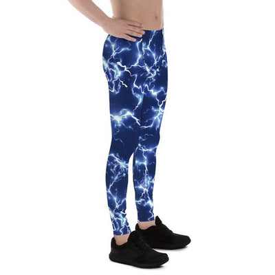 Mens Leggings - Blue Thunder Lightning Leggings