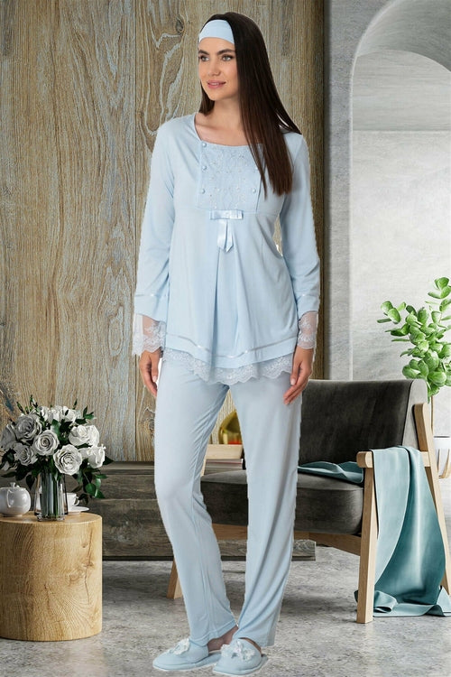 Shopymommy 1820 Double Sided Button Maternity & Nursing Pajamas