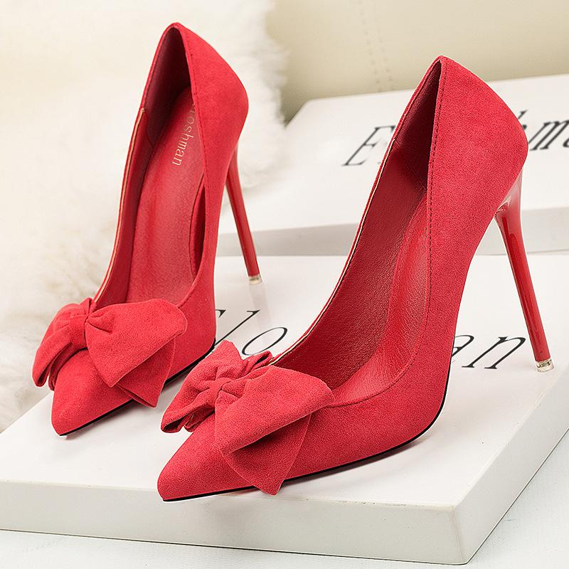 Super high heel shoes Ladies flock upper slip-ons 11cm women stiletto