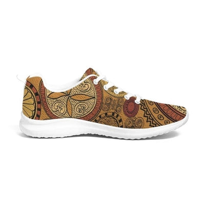 Womens Sneakers - Brown Paisley Style Canvas Sports Shoes / Running