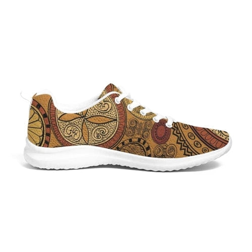 Womens Sneakers - Brown Paisley Style Canvas Sports Shoes / Running