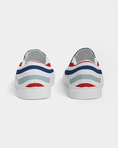 Womens Sneakers - Canvas Slip on Shoes, Red White Blue Striped Print