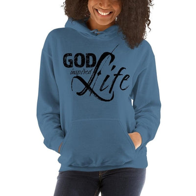 Womens Hoodie - Pullover Hooded Sweatshirt -god Inspired Life/black