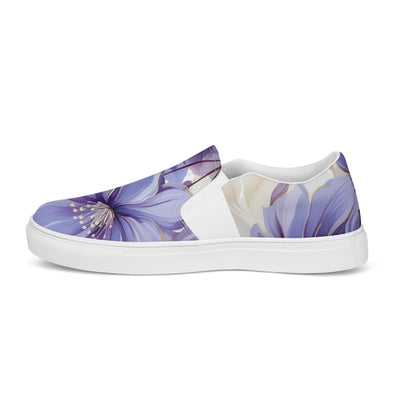 Womens Slip-on Canvas Shoes Purple Botanical Blooms 2