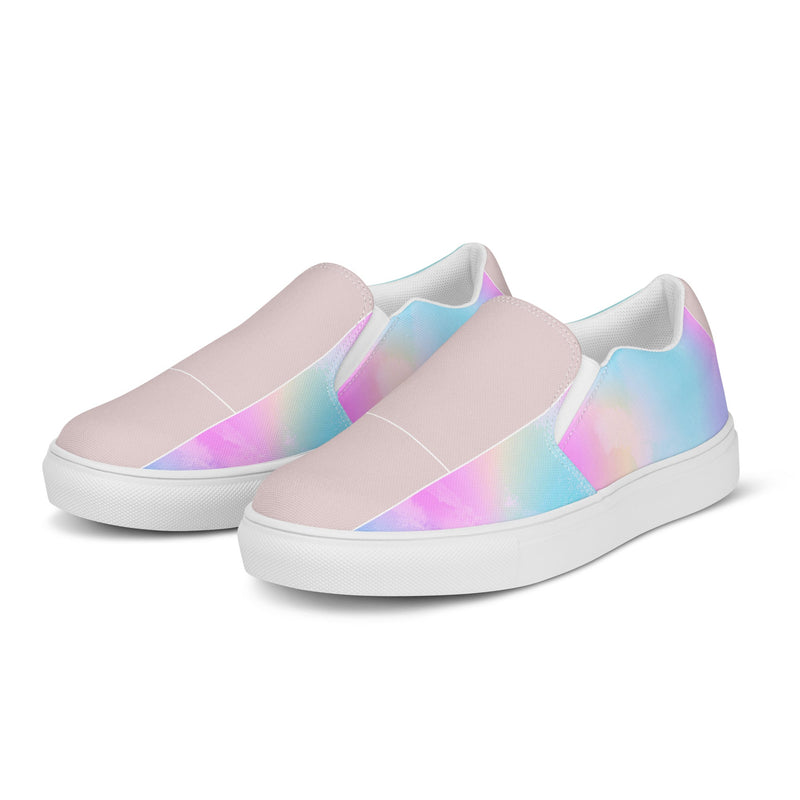 Womens Slip-on Canvas Shoes Pastel Colorblock Watercolor Illustration
